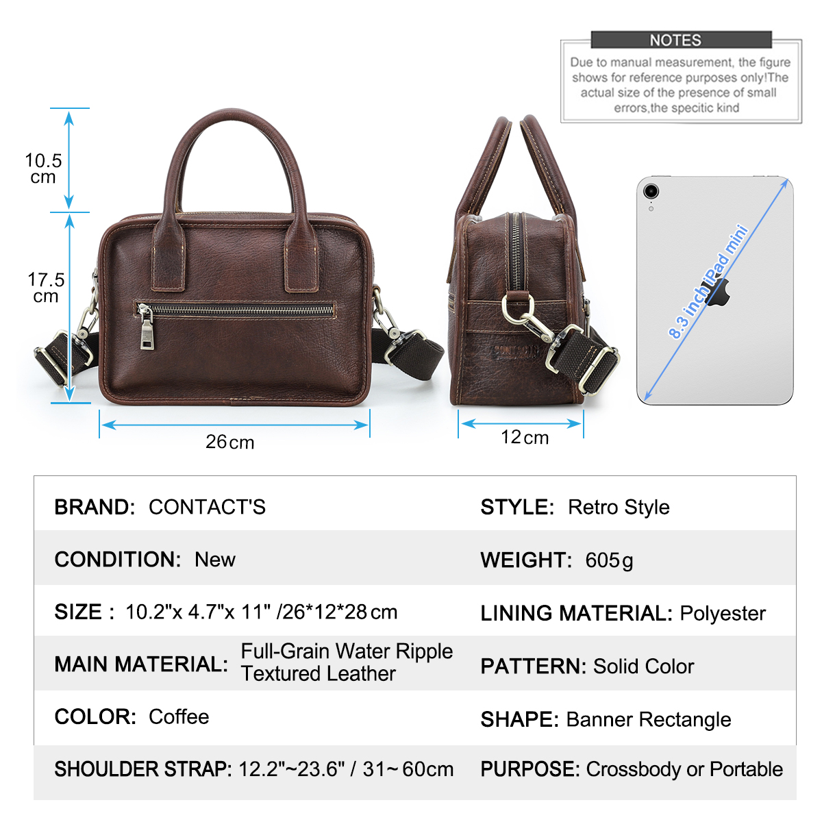 CONTACT'S جلد أصلي للرجال حمل  - مراجعة Luxury Bags Tote وسعره
